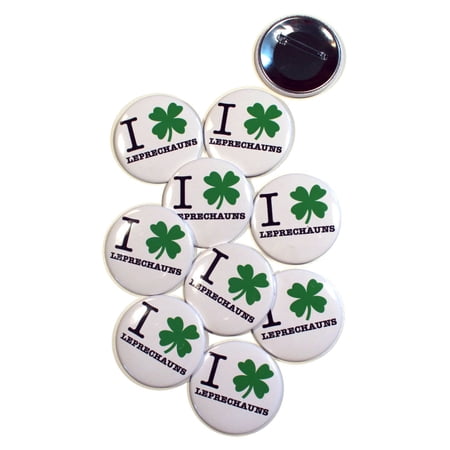 10 Pack - I Shamrock Leprechauns Pinback Buttons - 2.25 Inch