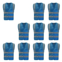 10 Pack Industrial Safety Vest with Reflective Stripes, ANSI / ISEA Class 2-Blue-XL