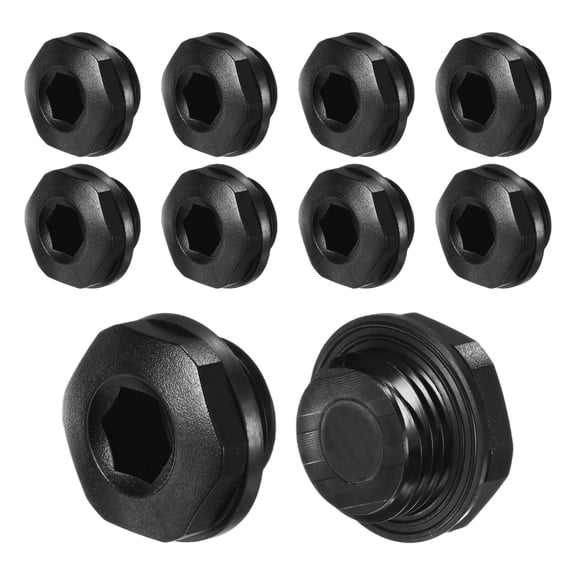 10-Pack Inner Hex Head Pipe Plug End Cap, M16x1.5mm Nylon Garden Hose Stopper Connector Plug with Sealing Ring for Terminating Pipe Ends [Black]
