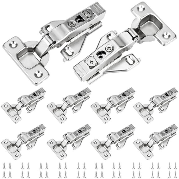 10 Pack Inset Face Frame Soft Close Hidden Cabinet Hinges, 105 Degree 3D Adjustable Clip On Plate Concealed Kitchen Cupboard Door Hinges with Screws