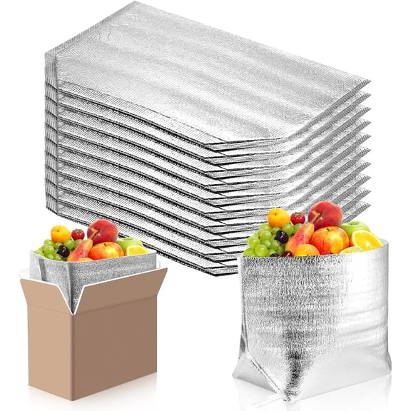 10 Pack Insulated Shipping Bags Thermal Box Liners Large Waterproof Reusable Insulation Bags 14x9x13 Inches