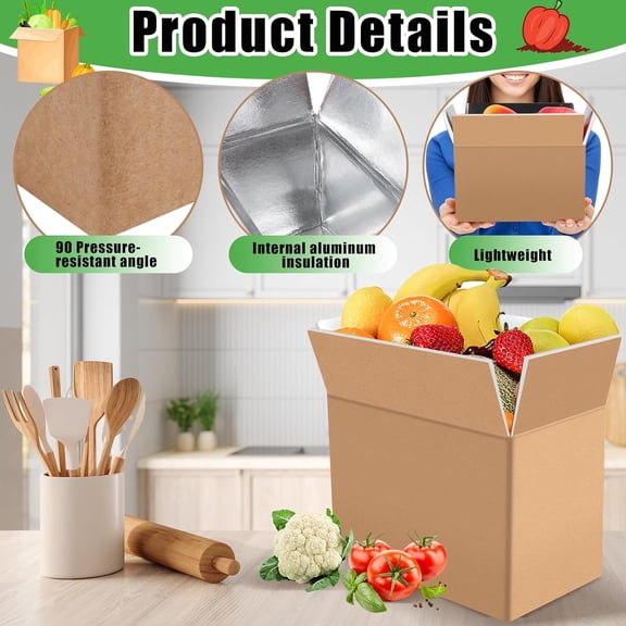 10 Pack Insulated Shipping Boxes,Cold Shipping Boxes with Foil Foam Liner,Reusable Insulated Shipping Containers,Small Mailing Box for Shipping Frozen Food,Mailing,Inside 8 x 4 x 5 in