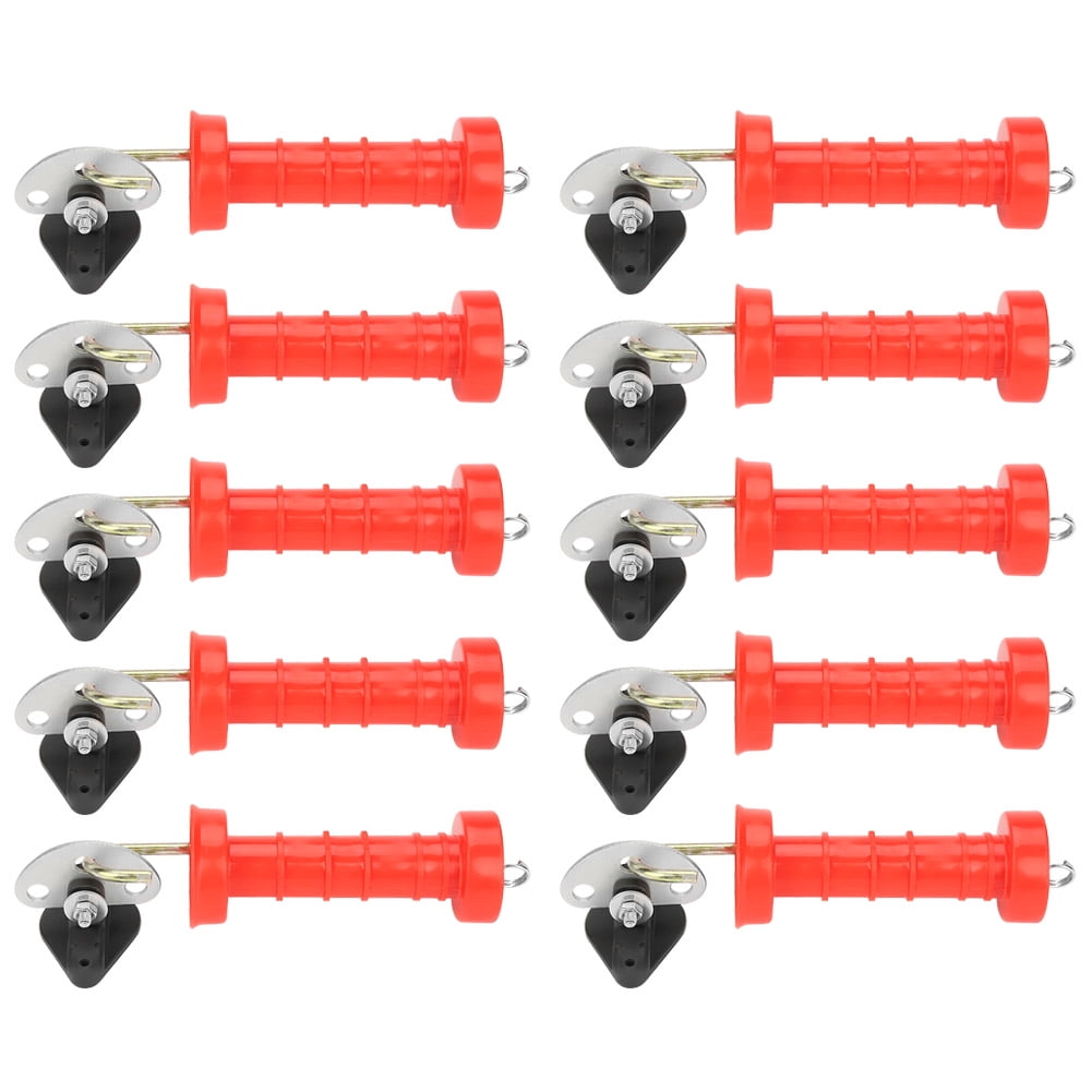 10 Pack Insulated Spring Gate Handles with 10 Insulators for Electric