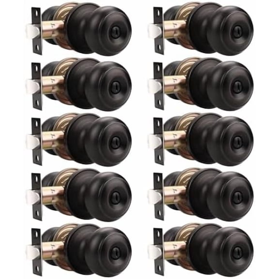 10 Pack Interior Bathroom Privacy Keyless Doorknobs Door Lock Lockset in Oil Rubbed Bronze