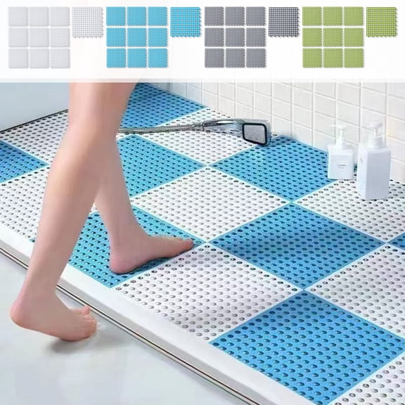 10 Pack Interlocking Plastic Drainage Floor Tiles,Non-Slip Hollow Splicing Mats,Waterproof Modular Flooring for Shower Room,Kitchen,Garage,Pool And Workshop