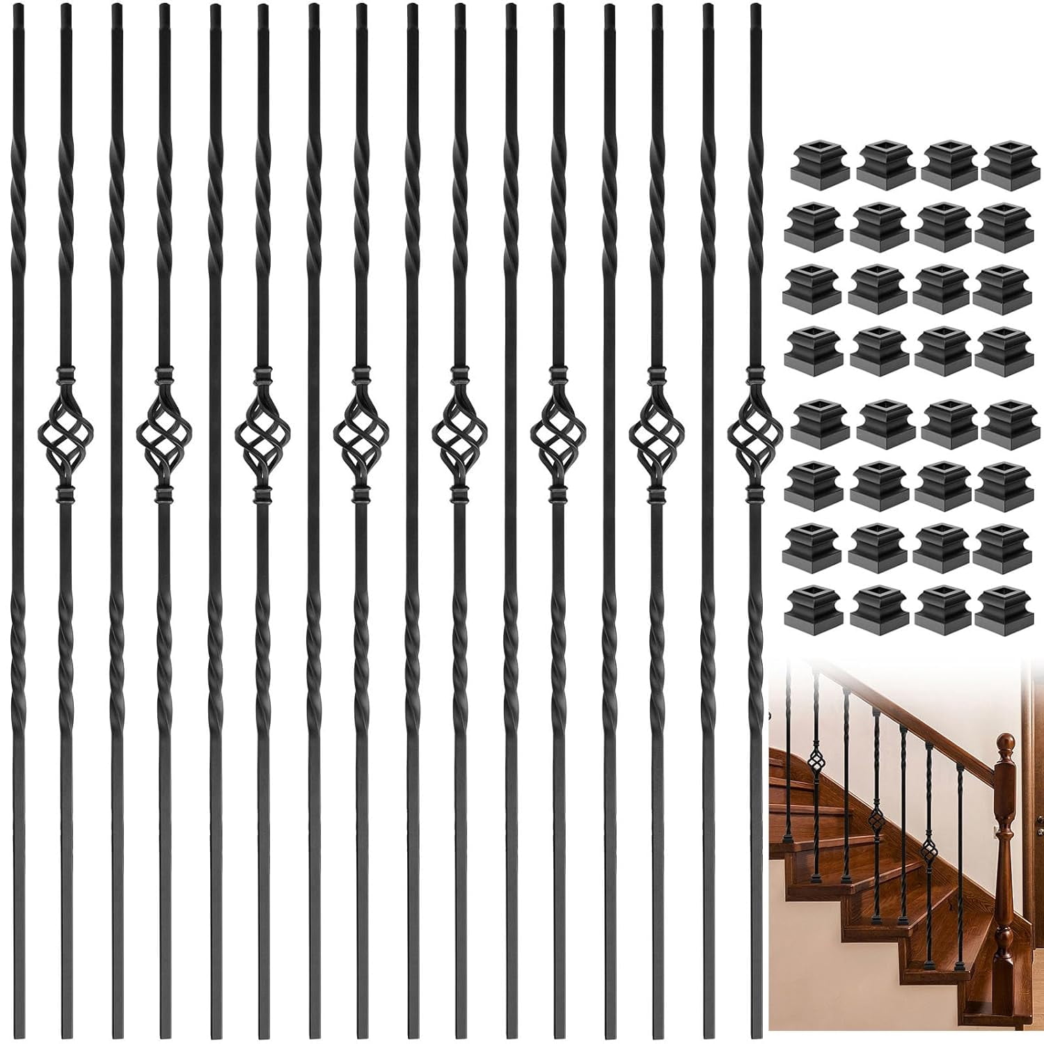 Bronze Stair Spindles Wrought Iron Balusters 10-Pack Wrought Iron Stair ...