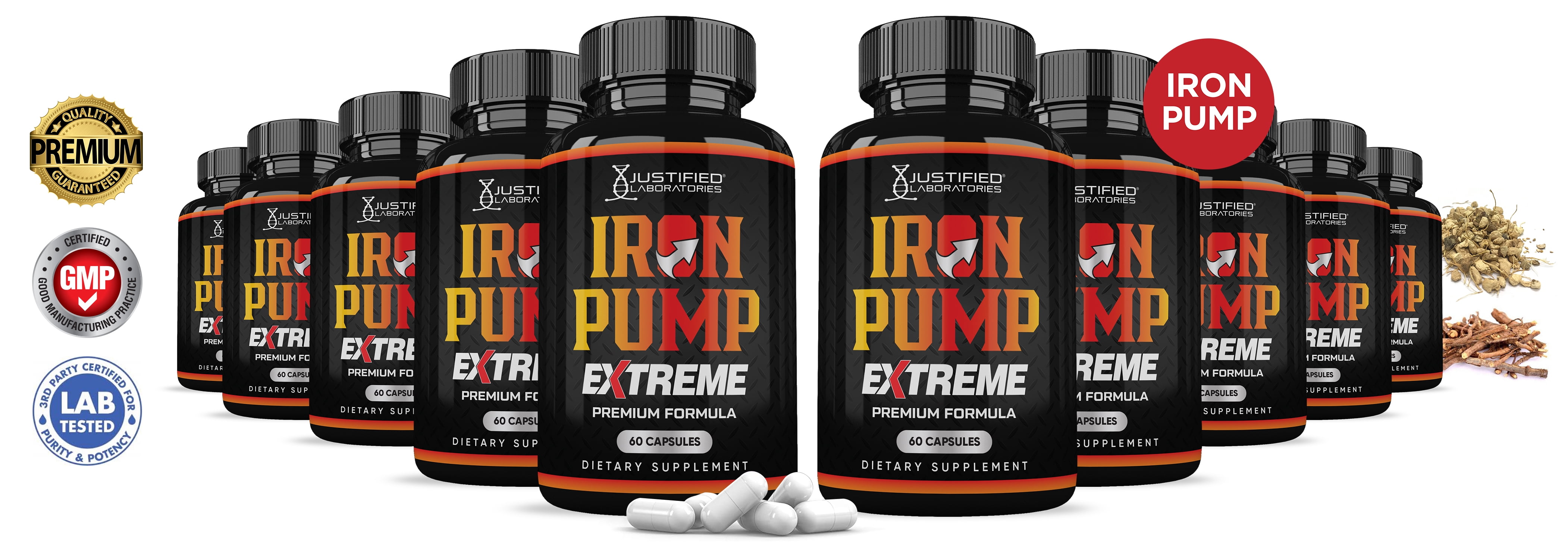 (10 Pack) Iron Pump Extreme 1600MG Advanced Men's Health Formula 600 Capsules