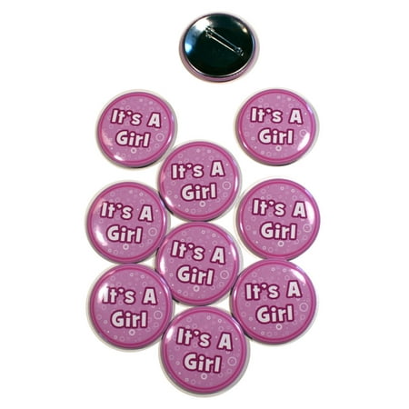 10 Pack - It's A Girl! New Baby Pinback Buttons - 2.25 Inch