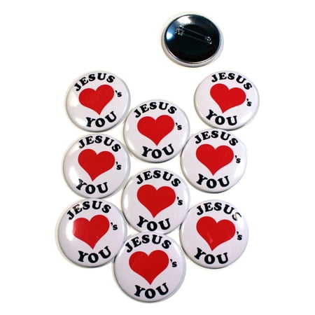 10 Pack - Jesus Loves You! Pinback Buttons - 2.25 Inch