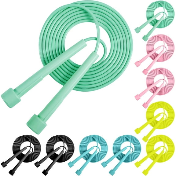 10 Pack Jump Ropes for Kids, PVC Skipping Rope with Plastic Handles, Adjustable Jumping Ropes, Lightweight Speed Rope for Women Men Outdoor Fitness Exercise Training Racing, 5 Colors