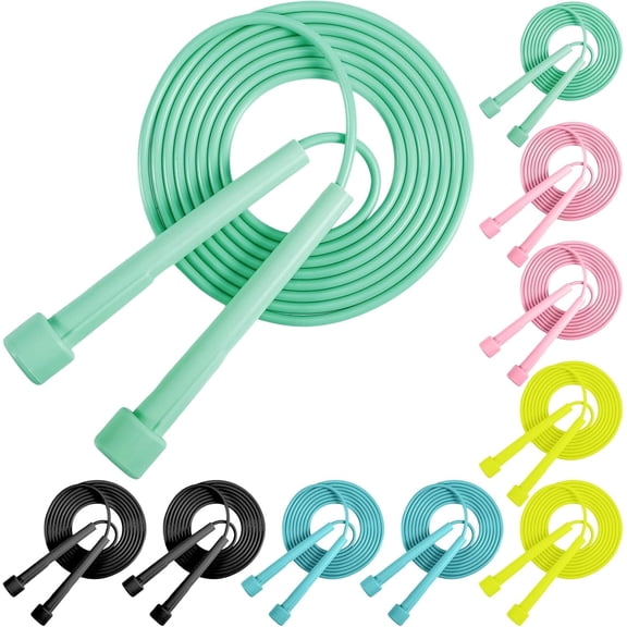 10 Pack Jump Ropes for Kids, PVC Skipping Rope with Plastic Handles, Adjustable Jumping Ropes, Lightweight Speed Rope for Women Men Outdoor Fitness Exercise Training Racing, 5 Colors
