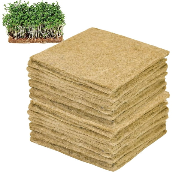 10 Pack Jute Plant Grow Mat for Microgreens,Bexikou Hydroponic Grow Pads,Hemp Fiber Mats Sprouting Pads Microgreens Growing Kit for Indoor Organic Wheatgrass Sprouts(9.84" X 9.84" )