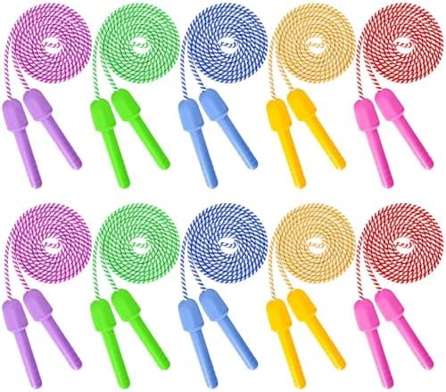 10 Pack Kids Jump Rope, Colorful Nylon Skipping Ropes for , 7.87FT Adjustable Length, 5.51IN Handles, Lightweight Skipping Ropes Set for Indoor & Outdoor Play Fitness School Activities