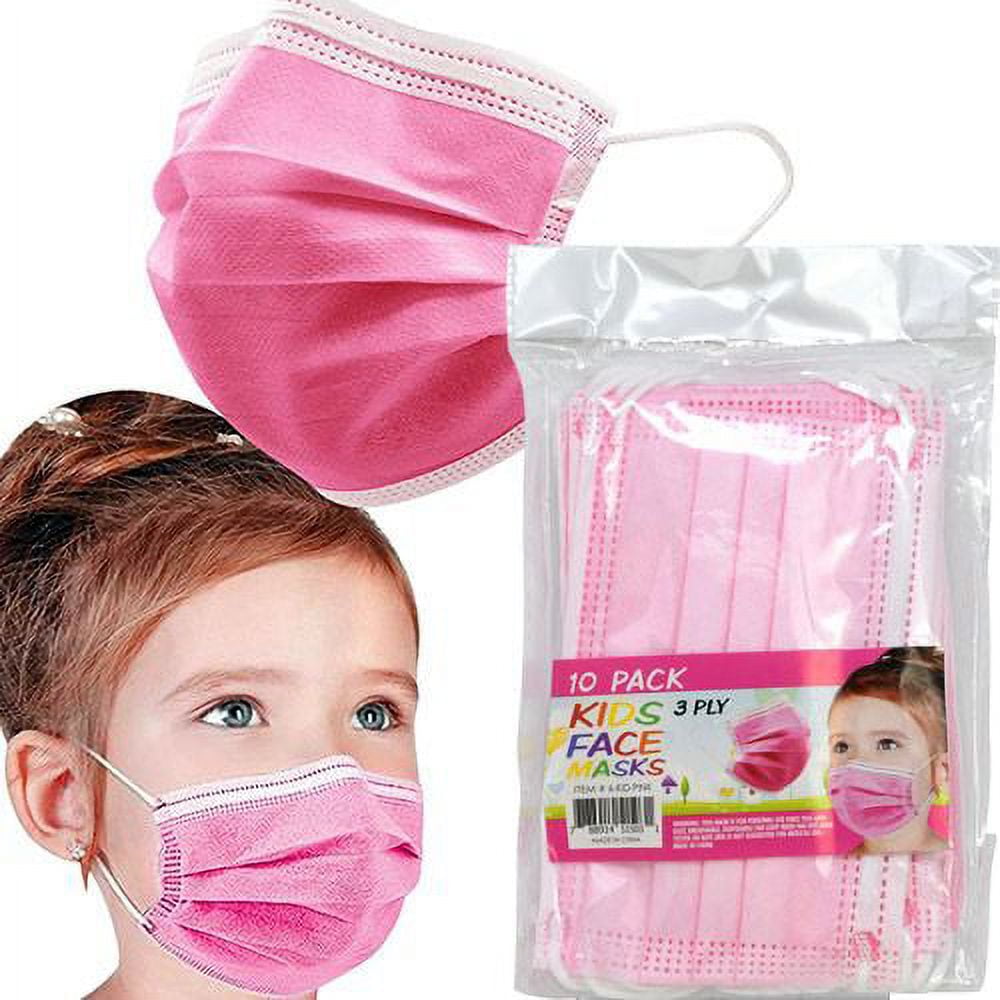 10 Pack Kids Pink 3 Ply Face Masks