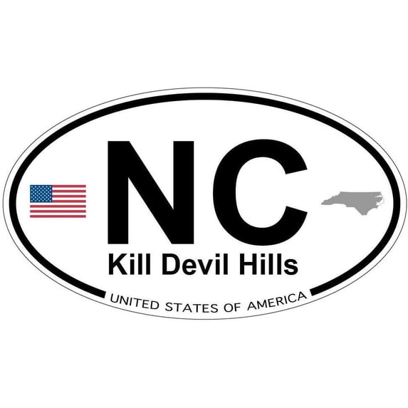 10 Pack - Kill Devil Hills, North Carolina Oval Full Color Printed Sticker - Size: 5" x 3" - for Windows, Walls, Bumpers, Laptop, Lockers, etc.