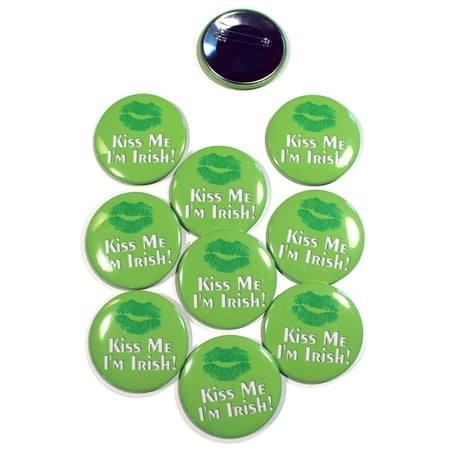 10 Pack - Kiss Me I'm Irish St. Patrick's Day Pinback Buttons - 2.25 Inch