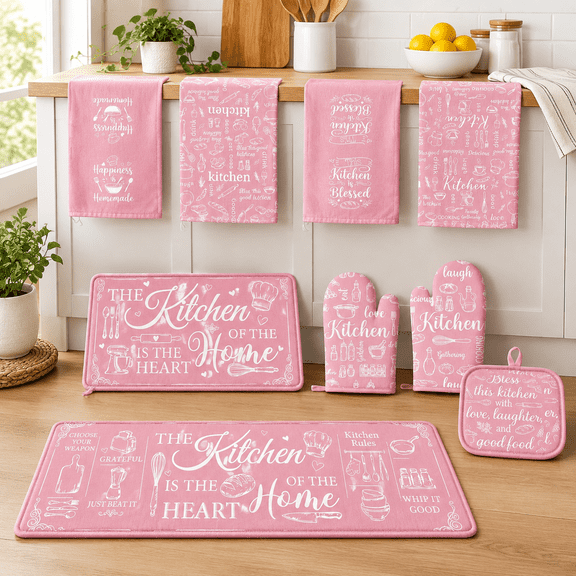 10 Pack Kitchen Decor And Accessories Set Pink Retro