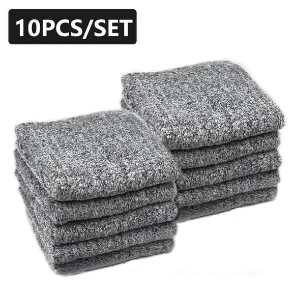 10 Pack Kitchen Dish Cloths Dish Towels, Super Soft and Absorbent Coral Fleece Cloth, Coral Velvet Microfiber Cleaning Cloth, Nonstick Oil Washable Fast Drying Dish Rags for Clean Table, Dish, Glass.