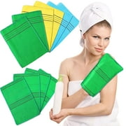 10 Pack Korean Exfoliating Towel Gloves Asian Exfoliating Bath Body Scrub Gloves Italian Towel Double Sided Exfoliating Cloth Gloves Dead Skin Spa Towel Mixed Colors