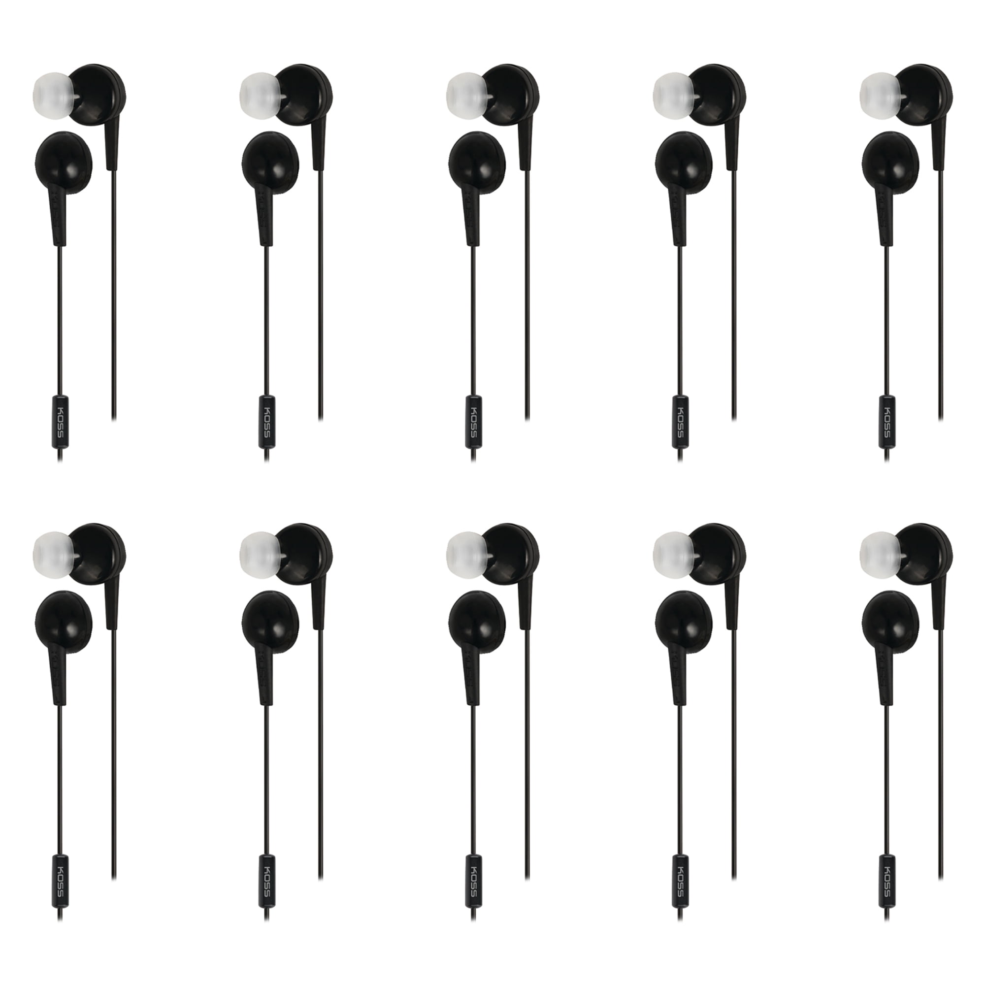 190858 10 Pack Koss 190858 KEB6I Earbuds With Microphone (Black) - Walmart.com