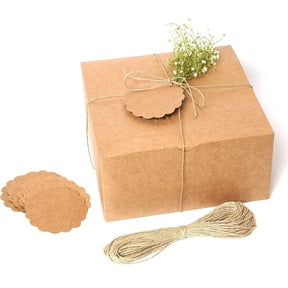 10 Pack Kraft Gift Boxes, 8x8x4 Inches, Thick Kraft Paper Boxes with Lids, Tags & Jute Rope for Gifts, Wedding Favors, Bridesmaid Proposals, Cupcakes, Crafting