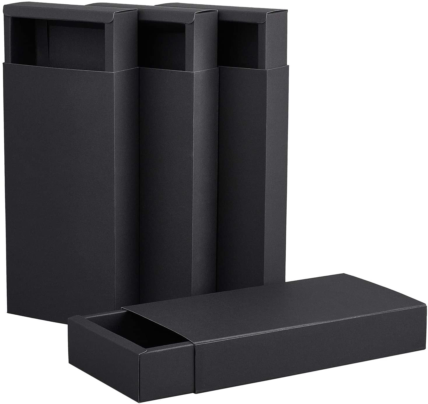 10 Pack Kraft Paper Drawer Box 24x12x4cm Black Soap Jewelry Candy