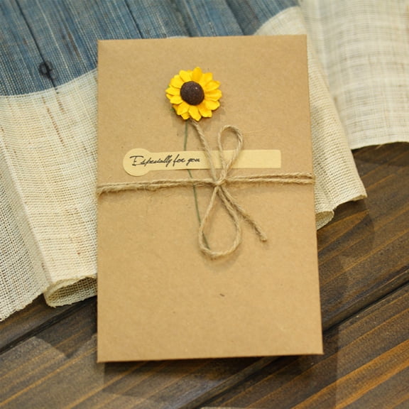 10-Pack Kraft Paper Greeting Cards Set - Blank Invitation Cards for Birthday, Mother's Day, Wedding, Party, with Flower Blessing Designs
