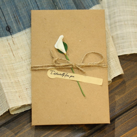 10-Pack Kraft Paper Greeting Cards Set - Blank Invitation Cards for Birthday, Mother's Day, Wedding, Party, with Flower Blessing Designs