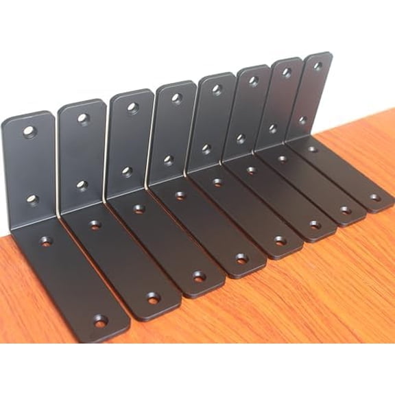 10 Pack - L 5" x H 4" x W1.5, 5mm Thick Black L Shelf Bracket, Iron Shelf Brackets, Metal Shelf Brackets, Floating Shelf, Shelf Supports with Screws