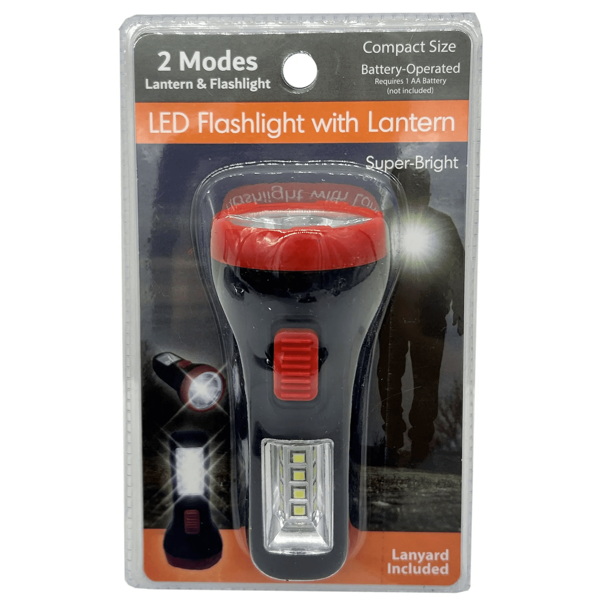 10 Pack LED Flashlight, 2 in 1 Battery Operated, Lantern Compact, Portable, Hands Free with Lanyard, 50 Lumen Flashlight, 60 Lumen Lantern, Perfect for Camping, Hiking, Power Outage, Bulk, Black