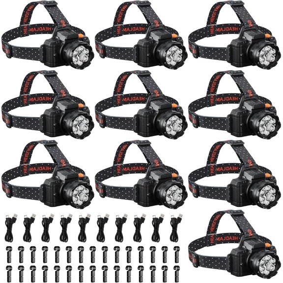 10 Pack LED Headlamp Motion Sensor Super Bright 5 Modes