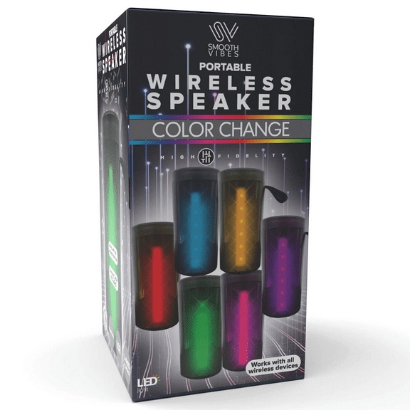 10 Pack LED Light Up Wireless Speaker, 6 in, Portable, Color Changing, Hands Free Calls, 3-4 Hr Playtime, USB Rechargeable, Compatible with All Devices, For Music Lovers, Includes Shelf Box, Bulk