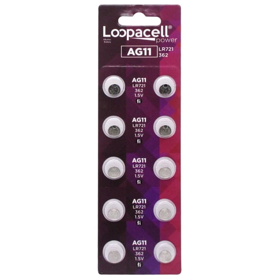 10 Pack LOOPACELL AG11 LR721 362 V362 D362 GP362 Alkaline Button Cell Battery