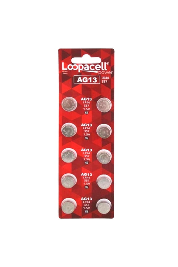10 Pack LOOPACELL AG13 LR44 357 Button Cell Battery