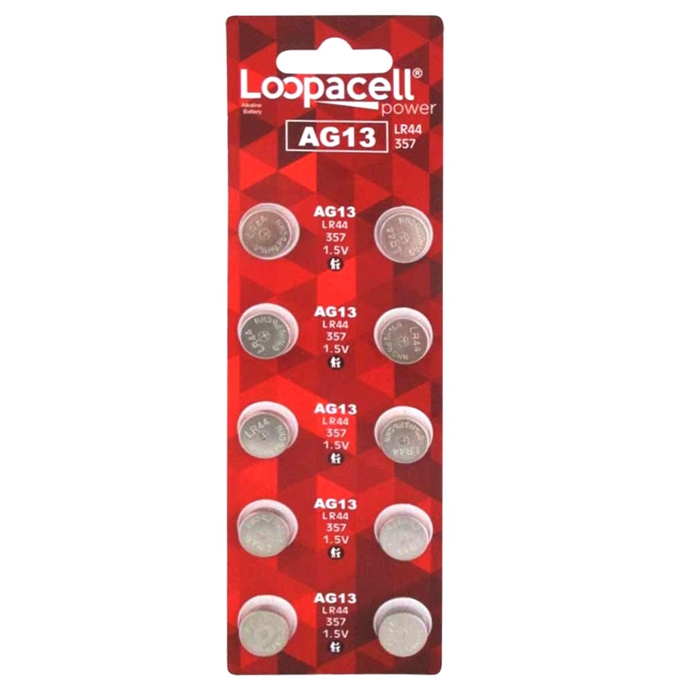 10 Pack LOOPACELL AG13 LR44 357 Button Cell Battery 