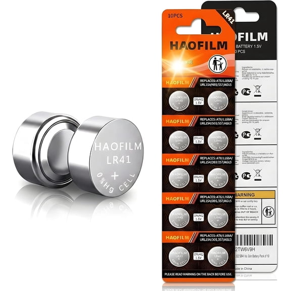 10-Pack LR41 Button Batteries, AG3 392 384 SR41 1.5V Cell Battery
