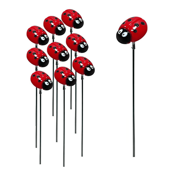 10-Pack Ladybeetles Garden Stakes Outdoor Decorative Lawn Picks for Patio Flower Bed Yard Decor