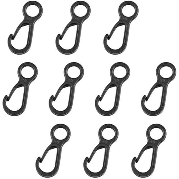 10-Pack Lanyard Hooks Bulk, Heavy Duty Small Snap Hook Clasps with Spring Buckle - Black Quick Clip for Keys, Lights, Canopy, Zipper Pull & Gear Organizing(B)