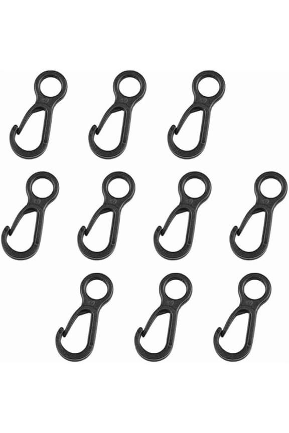 10 Pack Lanyard Hooks Metal Snap Clips Small, Black Spring Buckle Clasp for Keychains Zippers Tent Lights Hanging Lightweight Use (K)