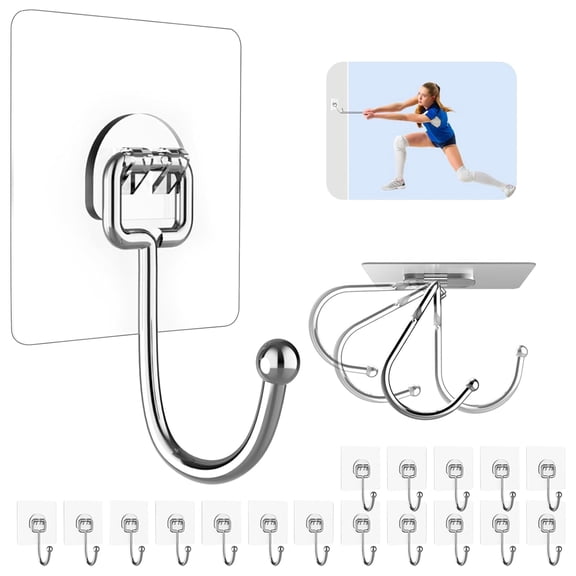 10 Pack Large Adhesive Hooks for Hanging Heavy Duty 44 lb(Max), Self Adhesive Sticky Hooks Waterproof Stainless Steel Wall Hook for Home Bathroom Shower Kitchen Outdoor Utility Hooks