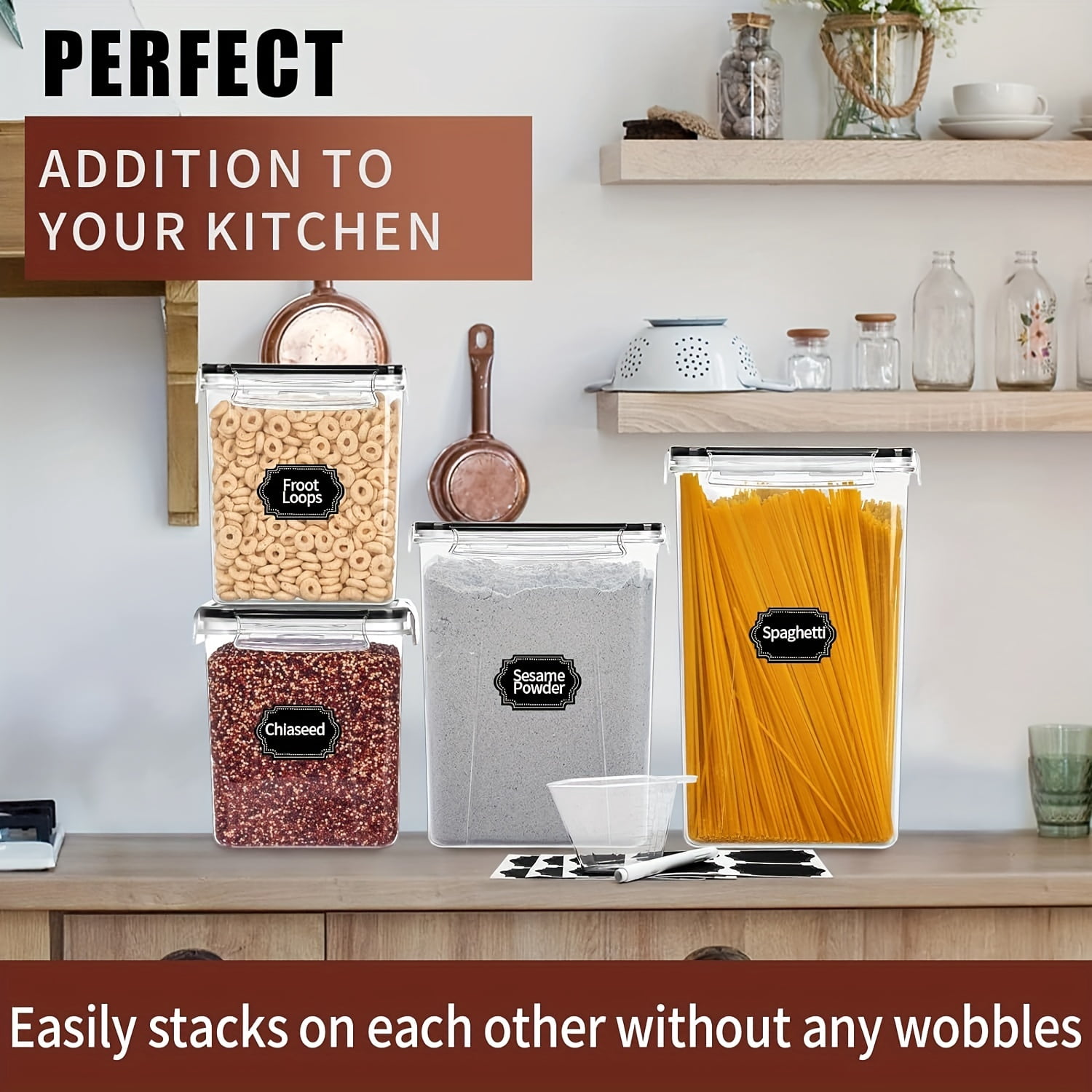 10-Pack Large Airtight Food Storage Containers Set - BPA-Free Stackable ...