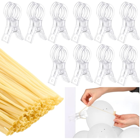 10 Pack Large Balloon Arch Clips 3.5 Inch Heavy Duty Clip and 100 Pcs Clear 260 Long Balloons for Balloon Arch Kit Birthday Decoration Crafts Woodworking Photography Studios