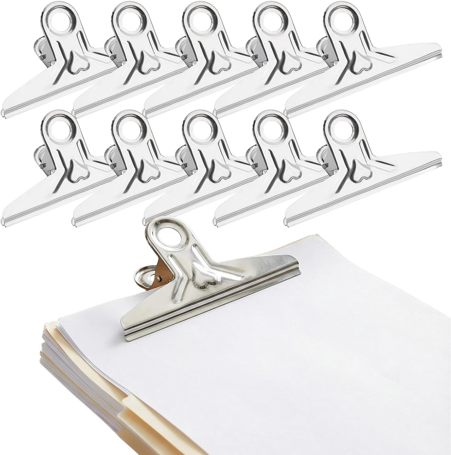 10 Pack Large Bulldog Clips Heavy Duty 4.5 inch Stainless Steel Metal ...