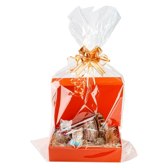 10-Pack Large Clear Cellophane Wrap Bags for Gift Baskets, 16x24 Inches Plastic Wrapping for Birthday, Baby Shower, Graduation, Wedding Gifts