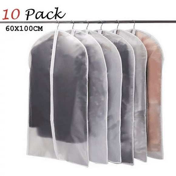10 Pack Large Clear Garment Bags-Moth Proof Garment Bags,Garment Cover,Hanging, Dress Garment Bags Storage for Travel(40"X 24")