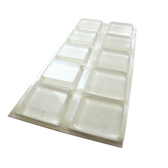 10 Pack Large Clear Square Self-Adhesive Rubber Bumpers 1" x 0.18"