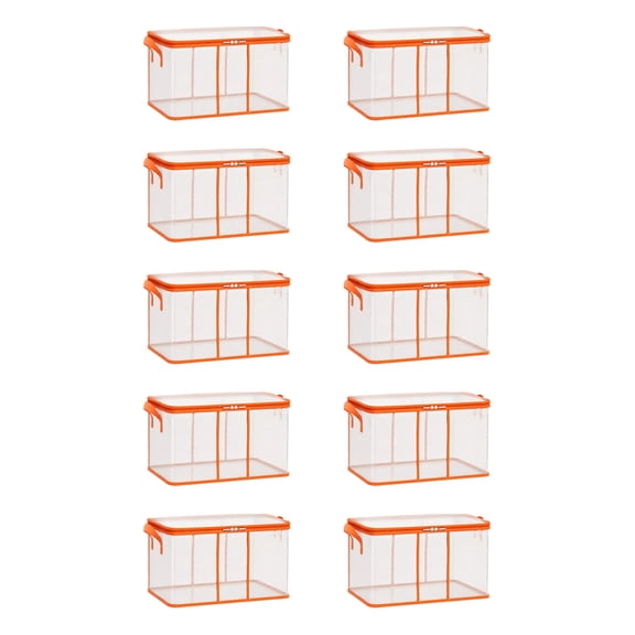 10 Pack Large Clear Thick Plastic Storage Box with Hinged Lid, Heavy-Duty Durable High Capacity Organizer, Perfect for Home, Camping, Travel
