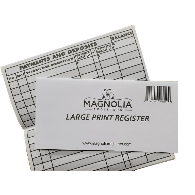 10 Pack Large Print Low Vision Checkbook Transaction Registers