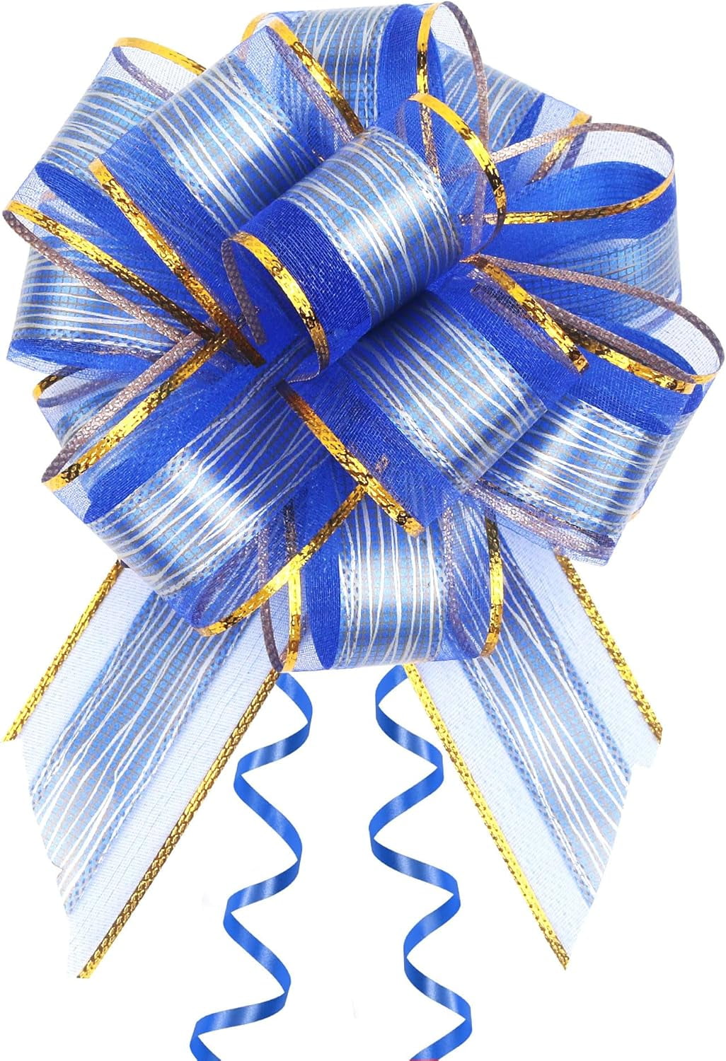 10 Pack Large Pull Bows 6 Inch - Big Blue Bows for Gift Wrapping, Ribbon Pull Bows for Mother's Day, Wedding Baskets Birthdays Gift