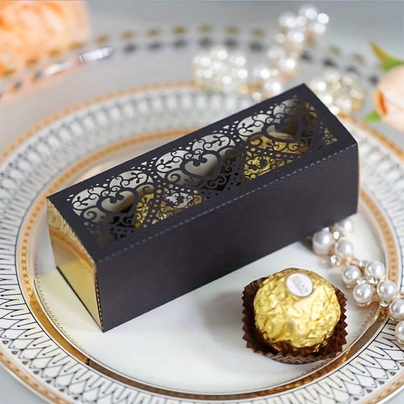 10 Pack Laser-Cut Heart Drawer Gift Boxes for Wedding Party Favors, Valentine's Day Treat Holders, Holiday Celebration Small Gift Packaging